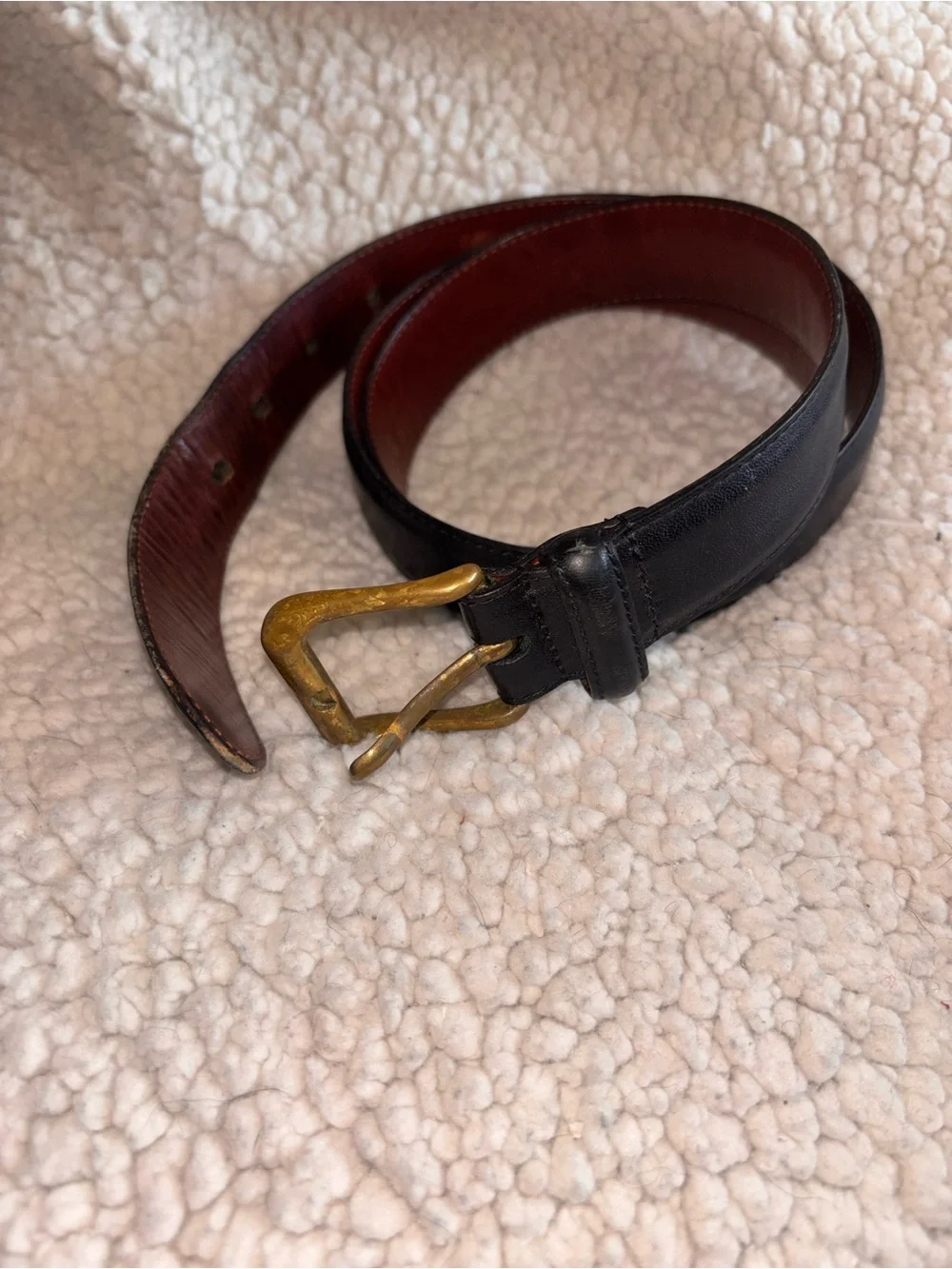 Vintage Coach Black Leather Belt Solid Brass Buckle Made Costa Rica Size 40